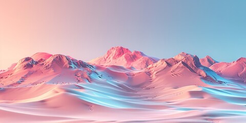 Wall Mural - Illustration or 3D rendered portrait of sand mountains pastel and vibrant colors with a big space for text a background illustration, Generative AI.