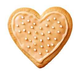 Wall Mural - Heart shaped cookie with glaze isolated on transparent background