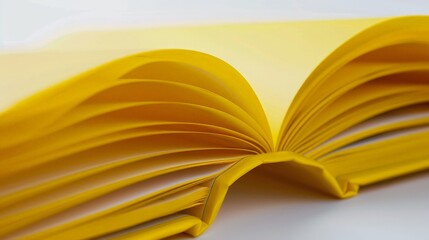 Canvas Print - Yellow folded book on white surface with white background