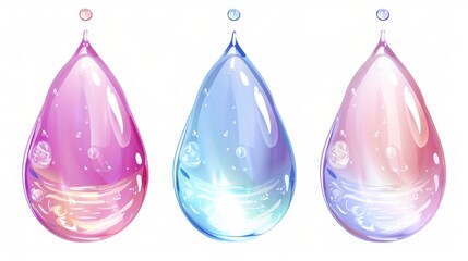 Aufkleber - Close-up view of three different colored water drops. Suitable for various design projects