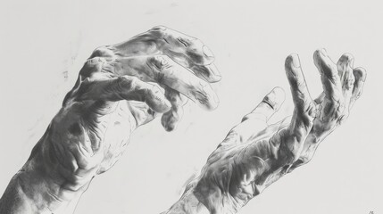 Poster - Black and white illustration of two hands, suitable for various design projects