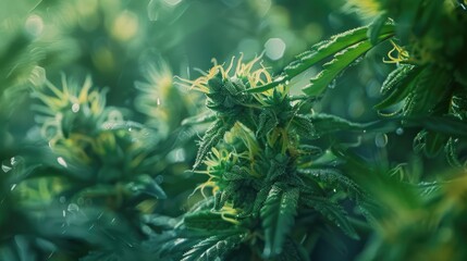 Poster - Detailed view of a marijuana plant, suitable for medical or recreational cannabis concepts