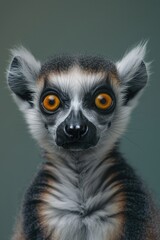 Poster - A close up of a ring tailed lemur's face. Suitable for nature and wildlife themes