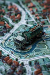 Poster - Miniature truck model placed on a map, ideal for logistics concepts