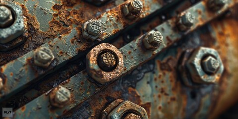 Poster - A weathered metal structure with industrial details, suitable for engineering and construction concepts