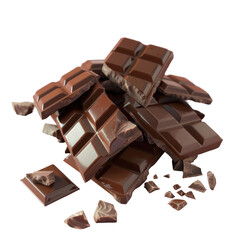 Wall Mural - Pile of chocolate pieces on Transparent Background