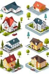 Aufkleber - A collection of various houses, perfect for real estate or architectural concepts