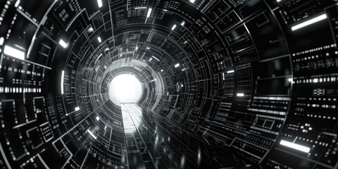Aufkleber - A dark tunnel with a light at the end, suitable for various concepts and themes