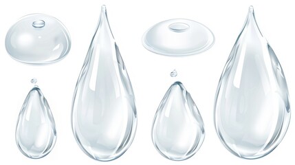 Aufkleber - Clear water drops on a plain white surface. Suitable for various design projects
