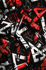 Poster - Simple abstract painting with black, white, and red colors. Suitable for modern art concepts