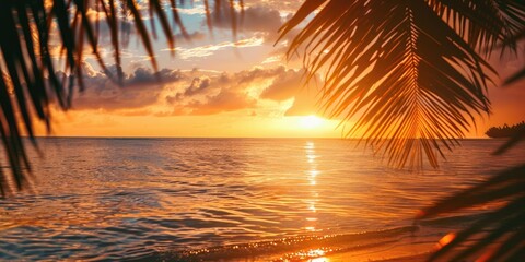 Poster - Beautiful sunset over the ocean beach. Suitable for travel and nature themes
