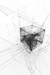 Poster - A simple black and white photo of a box. Suitable for various design projects