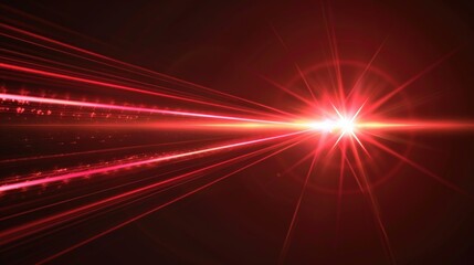 Poster - A striking red light shining brightly in the dark. Perfect for adding a pop of color to any design