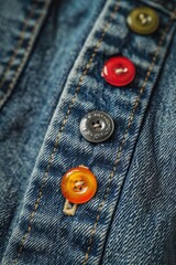 Poster - Detailed close up of buttons on a pair of jeans. Suitable for fashion and clothing concepts