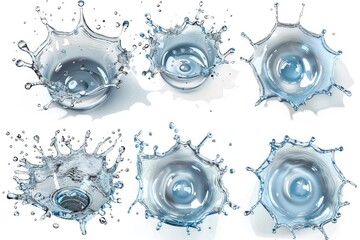 Aufkleber - A set of four photos capturing dynamic water splashes. Perfect for advertising, presentations, and design projects