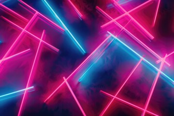 Fototapete - Colorful neon lights floating in the air, perfect for advertising or party backgrounds