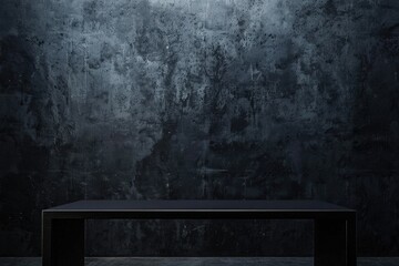 Poster - Dark room with table and wall. Suitable for interior design concepts