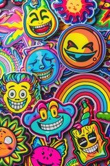 Poster - A pile of colorful stickers with faces, perfect for adding a fun touch to any project