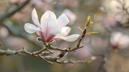 Poster - A detailed view of a flower growing on a tree. Ideal for botanical illustrations