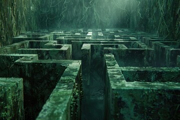 Poster - A maze in the middle of a forest, perfect for outdoor themes