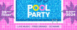 pool party pink horizontal banner invitation flyer  design vector illustration