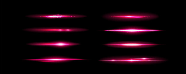 Poster - pink light flare effect with magic lens sparkle shine. flash glare glow with glitter on neon line ve
