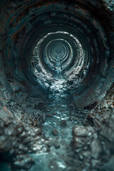 Poster - Plunge into the Captivating Depths of a Mesmerizing Subterranean Spiral Passage