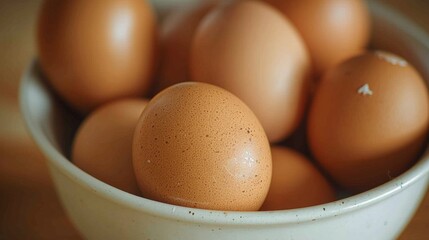 Poster - Close up of eggs in bowl on table