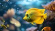 Yellow fish swimming tank