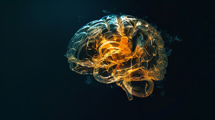 Glowing Brain Concept on Dark Background