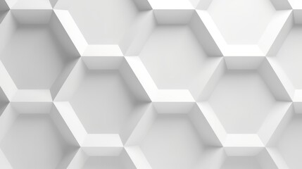 Canvas Print - Abstract 3D white background with hexagons, embossed hexagon design.