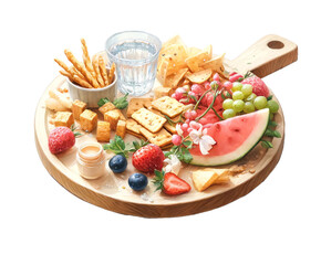 Watercolor Painting of Summer Snack Board