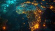 Stunning view of Earth from space showing Africa continent lit up, highlighting city lights and population