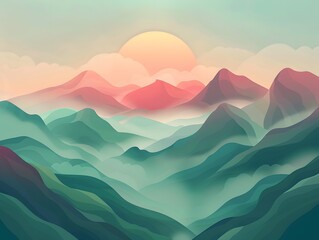 Wall Mural - flat layer landscape background, Illustration