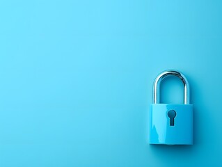 Wall Mural - padlock on a blue background, concept no access, or locked, copy space for text 