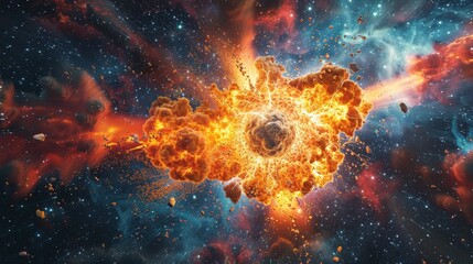 Poster - Astronomy: A 3D vector illustration of a supernova explosion