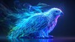 A 3D-rendered eagle exudes a futuristic aura with its feathers illuminated in neon, creating a striking visual of power and technology merging with nature.