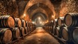 barrels in a hungarian wine cellar