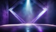 background of empty room with spotlights and lights abstract purple background with neon glow