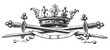 Hand drawn Crown. Vintage engraved illustration. Heraldic Design. King Crown sketch. Hand drawn royal symbol of power drawn on white. Vintage engraved illustration