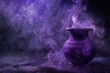 Mystical Curse in Magical Purple Smoke: Charm and Black Magic in Enchanting Violet Haze