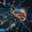 neurons firing in a healthy brain, symbolizing improved brain function from Shilajit Bright, dynamic neural connections on a dark background