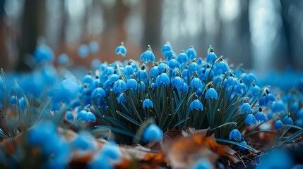 Sticker - Many blue flowers in grass