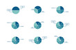 Isolated Pie Charts Set In Different Subdivisions Illustrations