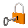Key and a padlock isolated