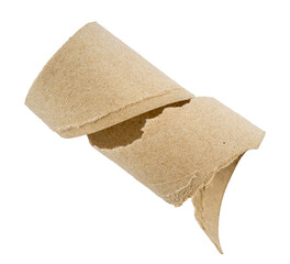 Wall Mural - ripped roll of cardboard, torn cardboard toilet paper roll isolated on a transparent background, textured graphic element