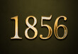Old gold effect of 1856 number with 3D glossy style Mockup.	