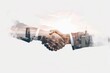 © ASDF - Double exposure of a business handshake and cityscape