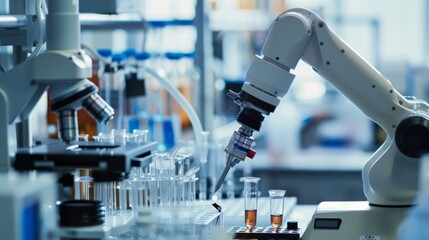 Poster - robotic arm conducting laboratory research