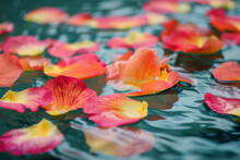 Colorful Flower Petals On Water's Surface